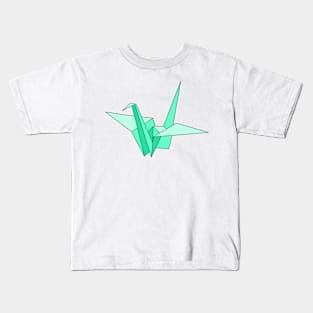 Green origami crane Kids T-Shirt